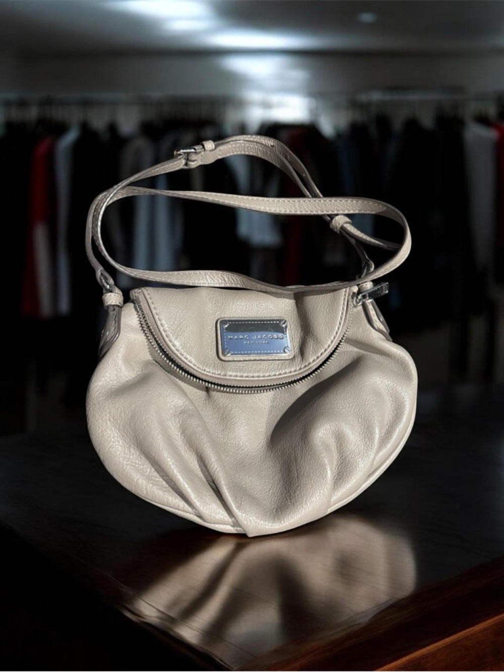 Marc Jacobs Pebbled Leather Shoulder Bag in Taupe
